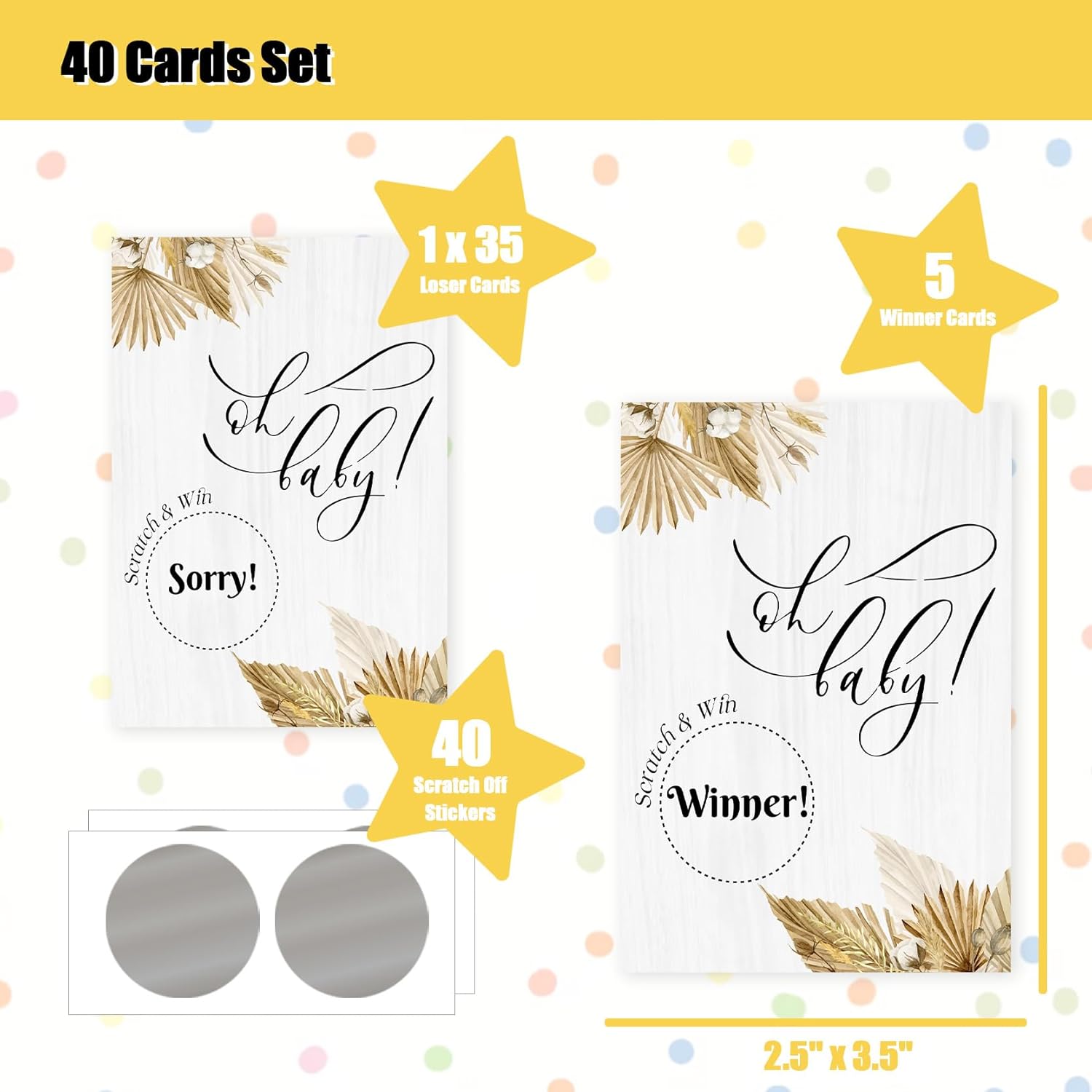 Minimalist Baby Shower Scratch Off Game | Simple Scratch Off Game For Baby Shower Party | 40 Pcs