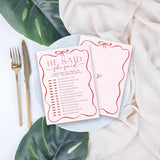 5" X 7" Pink Bow Bridal Shower Game Cards -He Said She Said - 30Pcs Double-Sided Fill-In Wedding Game Cards, Engagement & Wedding Party, Activities & Decor- A02