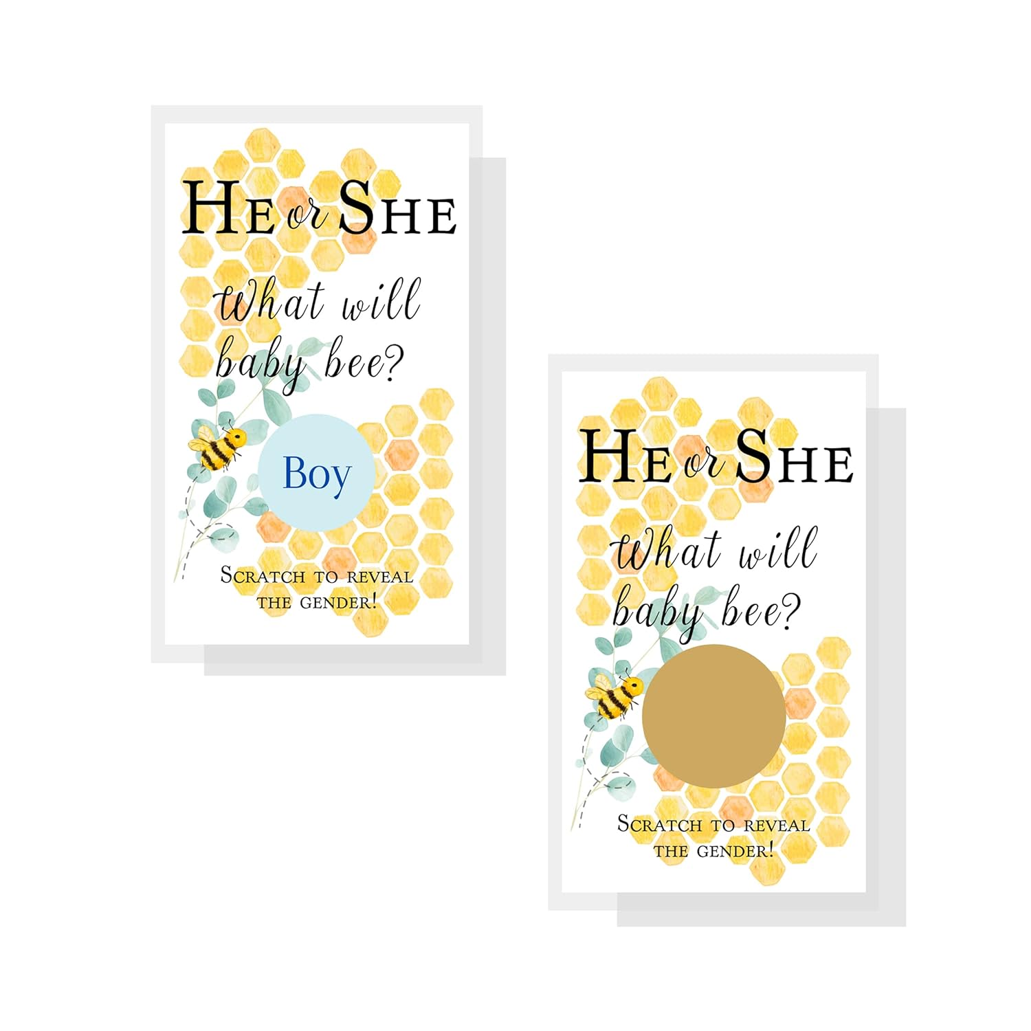 It'S A Boy Gender Reveal Scratch Off Cards | Gender Reveal Party Scratch Offs | Bee Theme Gender Reveal Games Party Favors | Baby Shower | Gender Announcement (It'S A Boy)