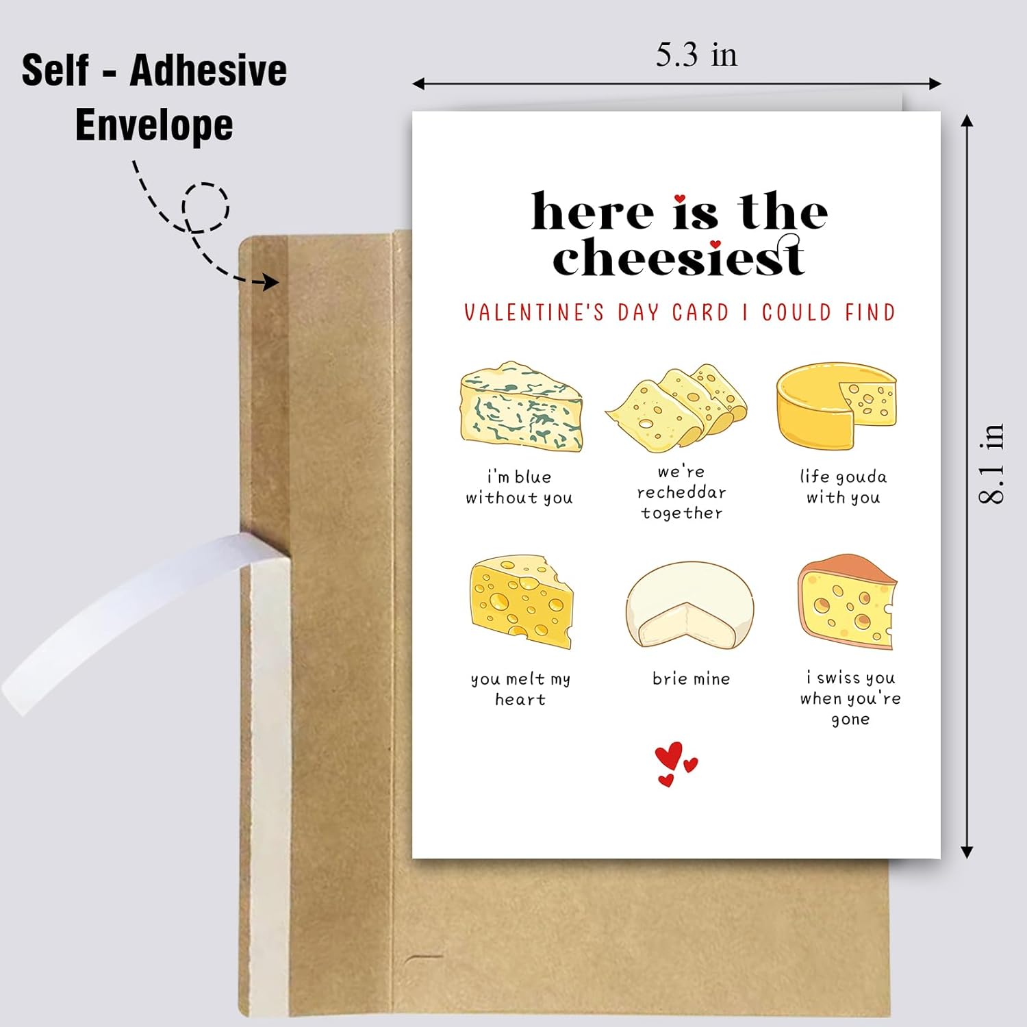 Humorous Valentine'S Day Greeting Card For Him Her, Witty Cheesy Valentines Day Card For Husband Wife, Sweet Cheese Pun Valentines Day Card For Boyfriend Girlfriend