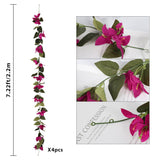 Artificial Bougainvillea Garland,4Pcs 7.2Ft/Piece Pink Flower Garland Faux Silk Bougainvillea Vines Artificial Decor For Wedding Arch Table Home Garden(Deep Pink)