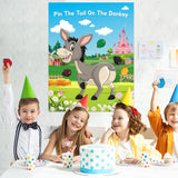 Pin The Tail On The Donkey Game For Birthday Party, Fun Carnival Farm Party Activity Crafts With Tail Stickers And Eye Mask, Party Decorations Supplies For Boys Girls
