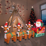 8Ft Christmas Inflatables Outdoor Decoration Christmas Blow Up Yard Decorations Inflatable Santa Claus On Sleigh With Re