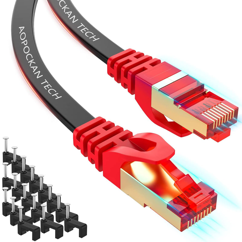 Cat 7 Ethernet Cable 75 Ft,High Speed Internet Cable Flat Network Cord With Cl