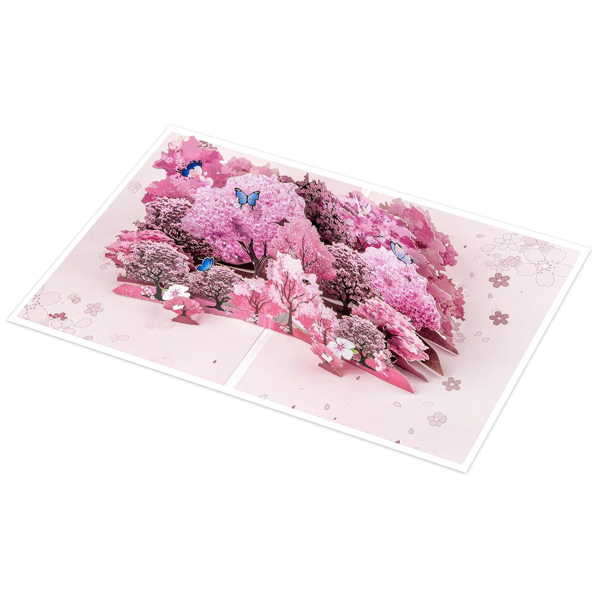 Row Of Cherry Blossom Trees Pop Up Paper Flower Bouquet Greeting Cards With Blank Note & Envelope, Ideal Gift For Celebrating Love, Birthday, Anniversary, Special Moments, Valentine'S Day