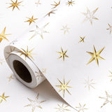 Eid Wrapping Paper Roll, Mini Roll, White And Gold 3D Embossed Foil Star Design, White Kraft Gift Wrap Paper For Ramadan, Birthday, Wedding, Baby Shower, Holiday, 17 Inches X 16.4 Feet