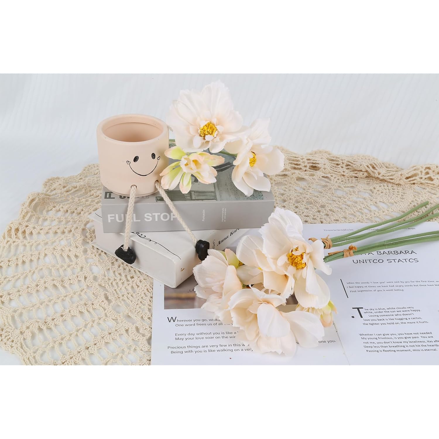 Insunx 5 Bouquet Cosmos Artificial Flowers Champagne Fake Daisy Flowers 15Pcs Faux Wildflowers Silk Flowers For Wedding Garden Home Party Table Centerpieces Cake Decor (Champagne)