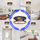 2 Pack Black Flush Mount Ceiling Lights 13 Inch Farmhouse Hallway Bedroom Fixtures