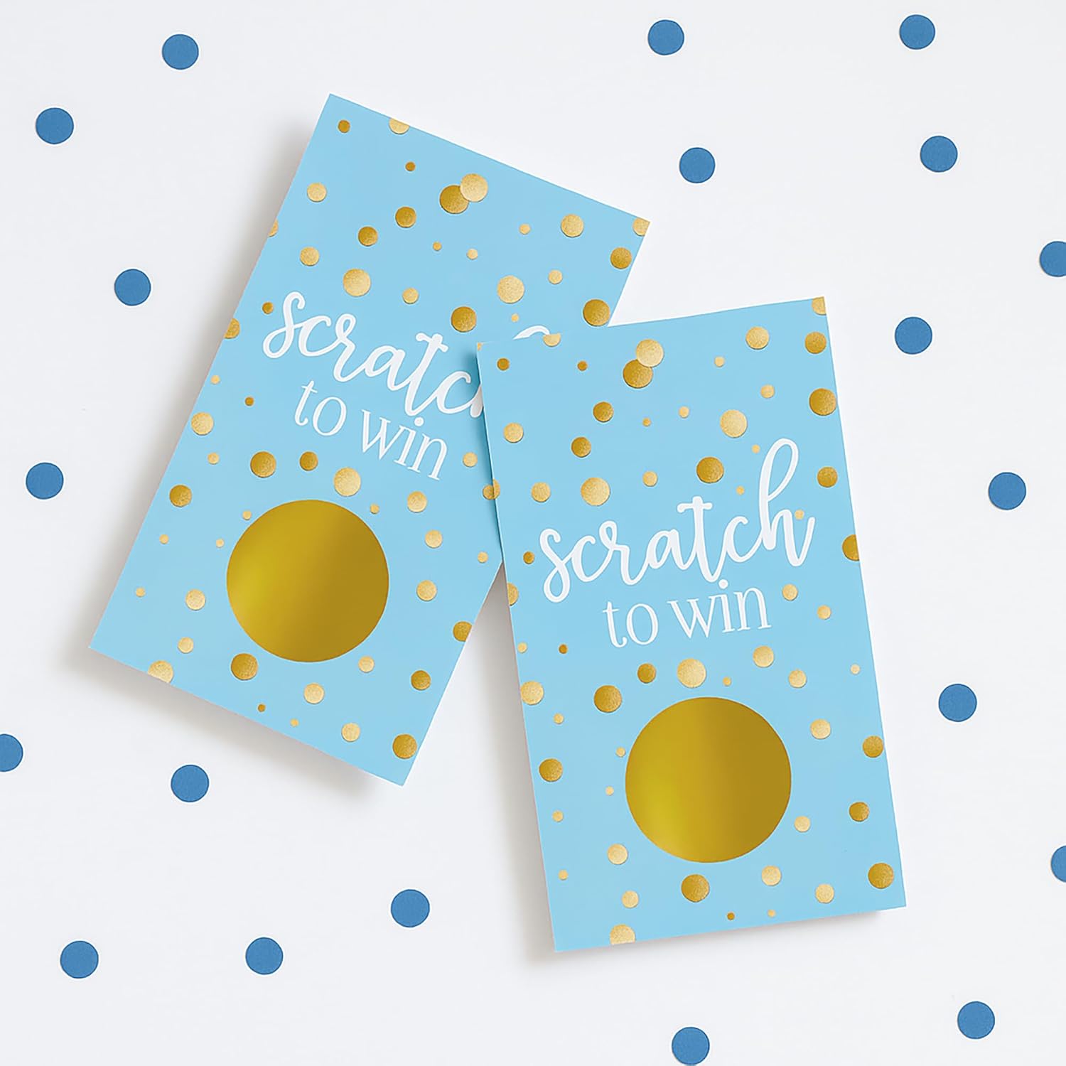Gold And Blue Scratch Off Game - Bridal Shower, Wedding, Birthday Party, Boy Baby Shower - 28 Cards