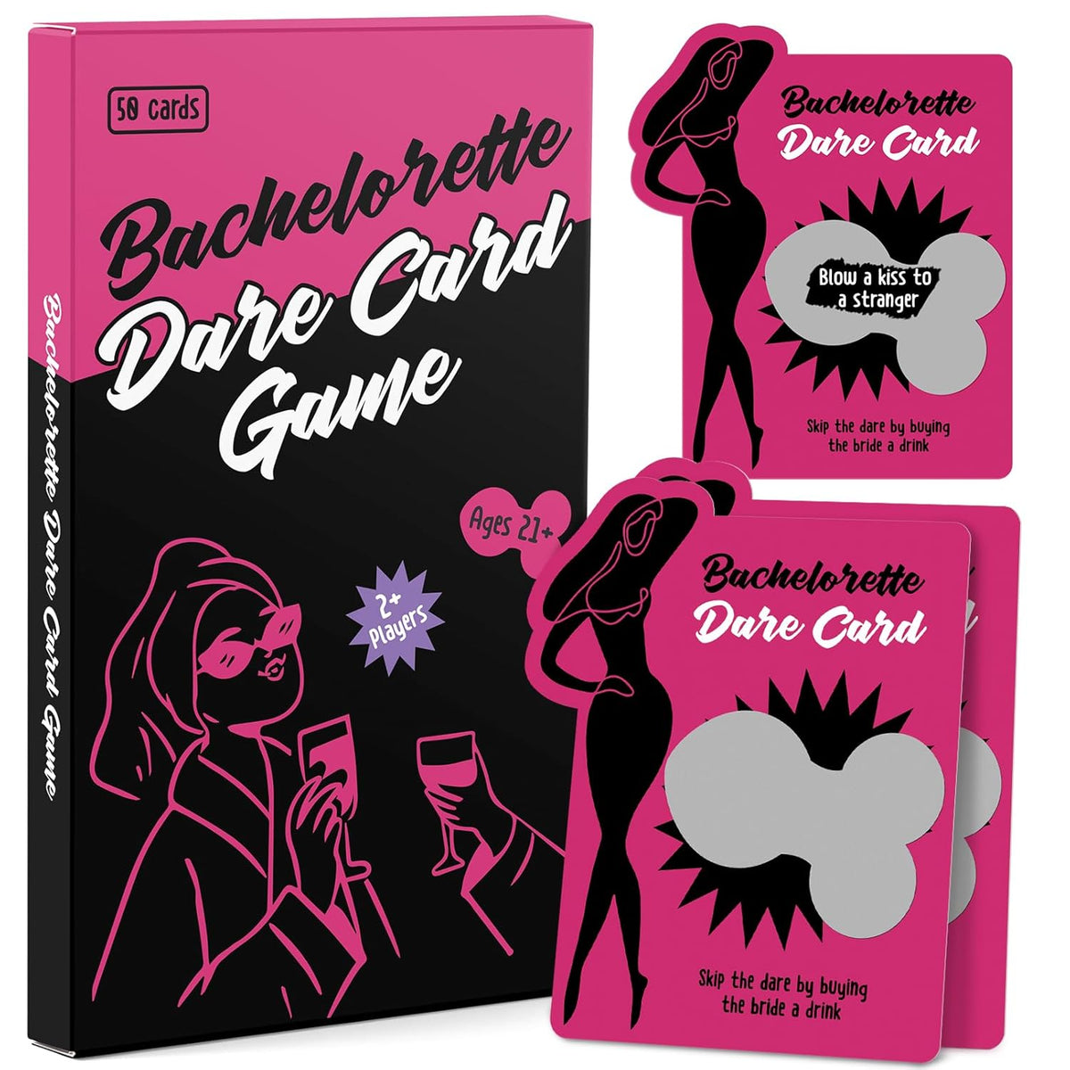 Bachelorette Party Games For Adults - 50 Scratch Off Cards With Reusable Stickers, Fun & Daring Bachelorette Games For Bride Tribe, Girls Night Games, Bridal Shower & Party Favors