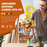 Sunflowers Artificial Flowers With Pot,Fake Potted Flowers With Sunflower Maple Leaf Berry Fall Faux Silk Flowers Sunflower Centerpieces For Tables Decor