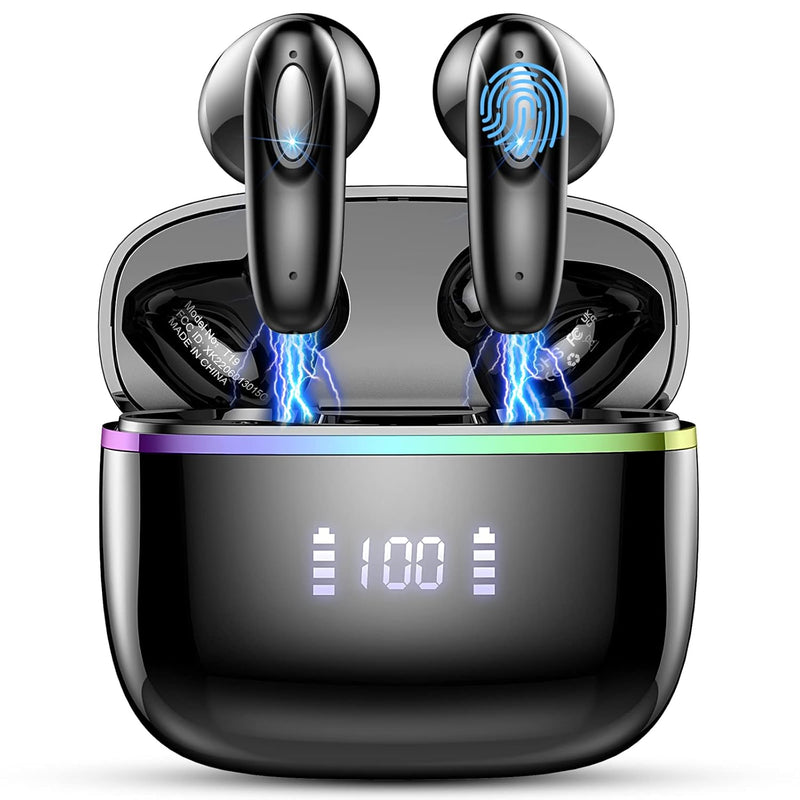 Wireless Earbud Bluetooth 5.3 Headphones 40H Playtime Led Power Display, Bluet