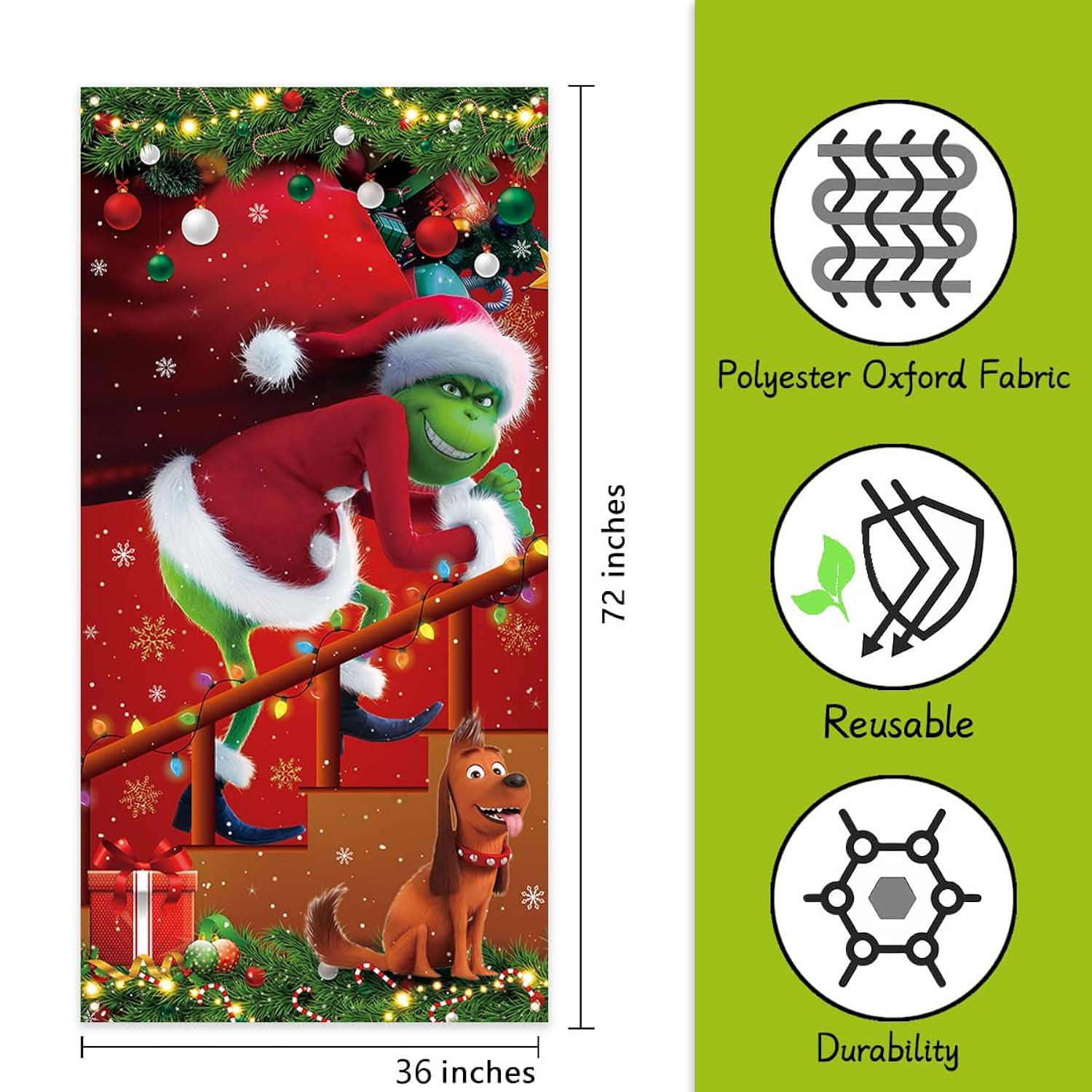 Christmas Banner Red And Green Xmas Hanging Sign Winter Seasonal Holiday Decor Merry Christmas Decorations For Home Party