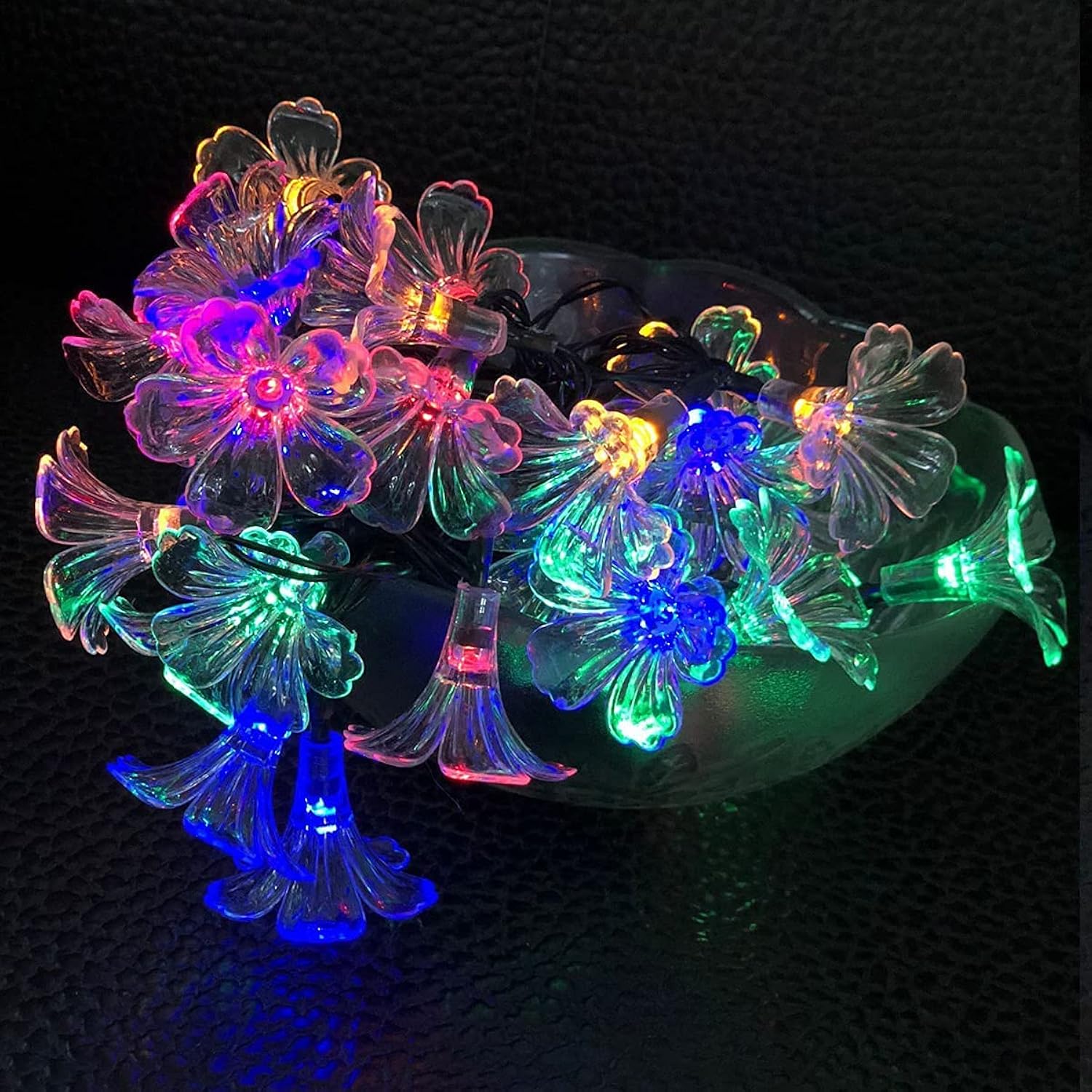 Solar Morning Glory Fairy String Lights, 21Ft/6.35M 30 Led Flower Lights Waterproof String Lights For Gardens Homes Wedd