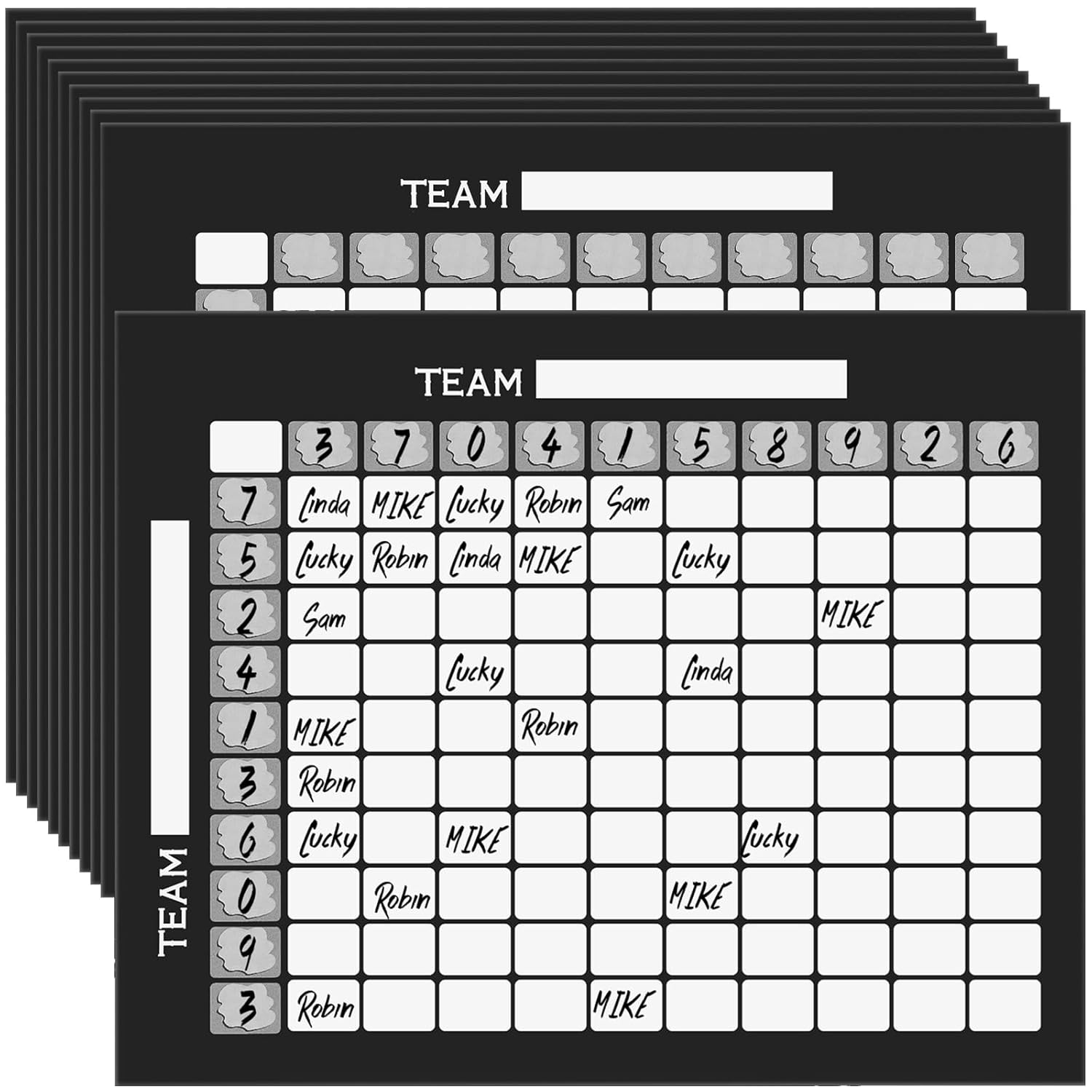 10 Pack 18.9 X 16.9'' Large Football Squares Board For Football Pool Poster 100 Grids Poster Cards Sports Strip Cards Scratch Off Pull Tabs Sport Game Bet For Baseball Party Favor