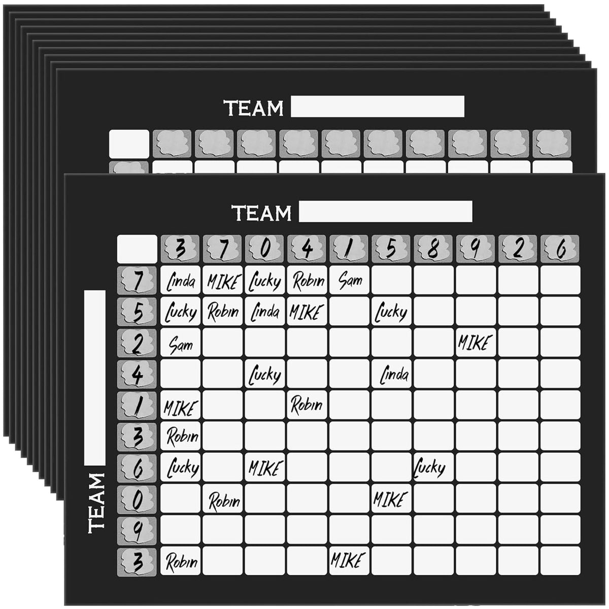 10 Pack 18.9 X 16.9'' Large Football Squares Board For Football Pool Poster 100 Grids Poster Cards Sports Strip Cards Scratch Off Pull Tabs Sport Game Bet For Baseball Party Favor