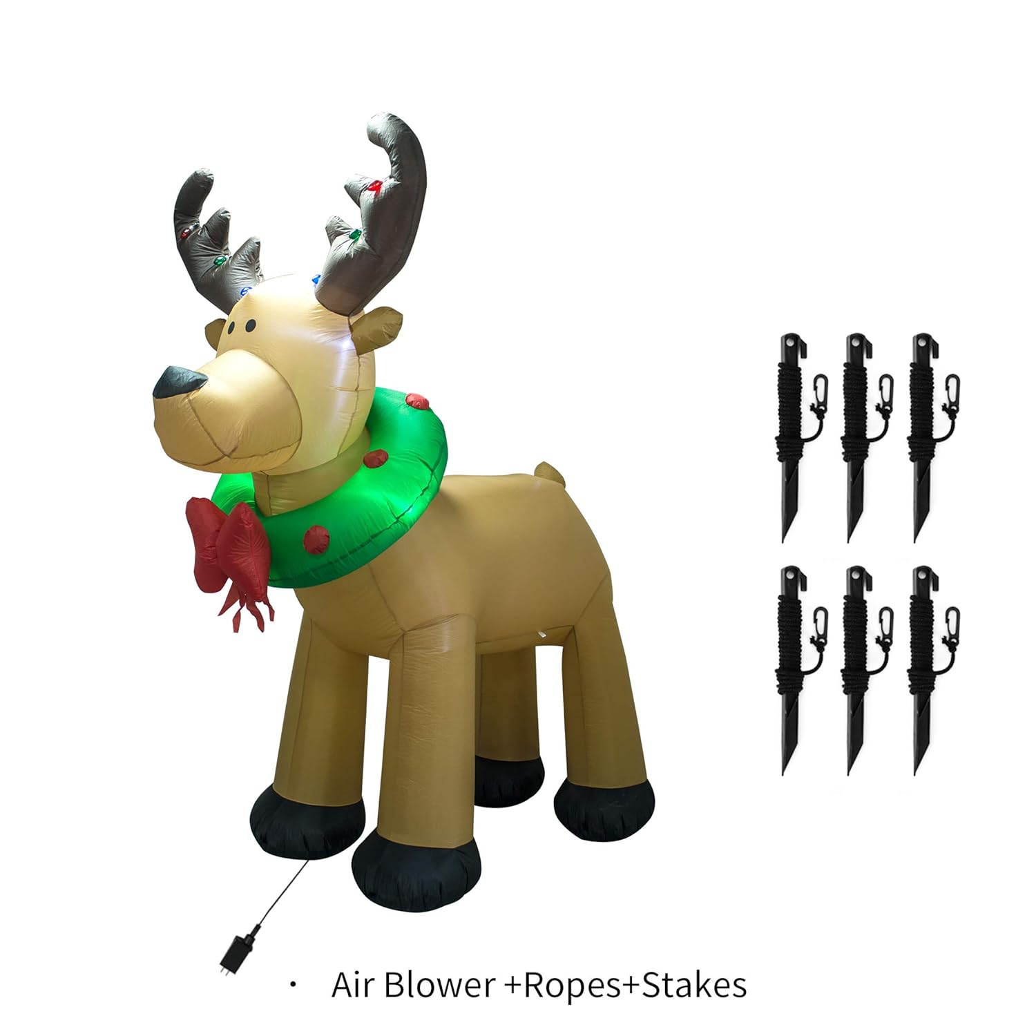 8 Feet Christmas Inflatable Reindeer Holiday Lighted Blow-Up Yard Decoration Indoor Outdoor Yard Lawn Decoration