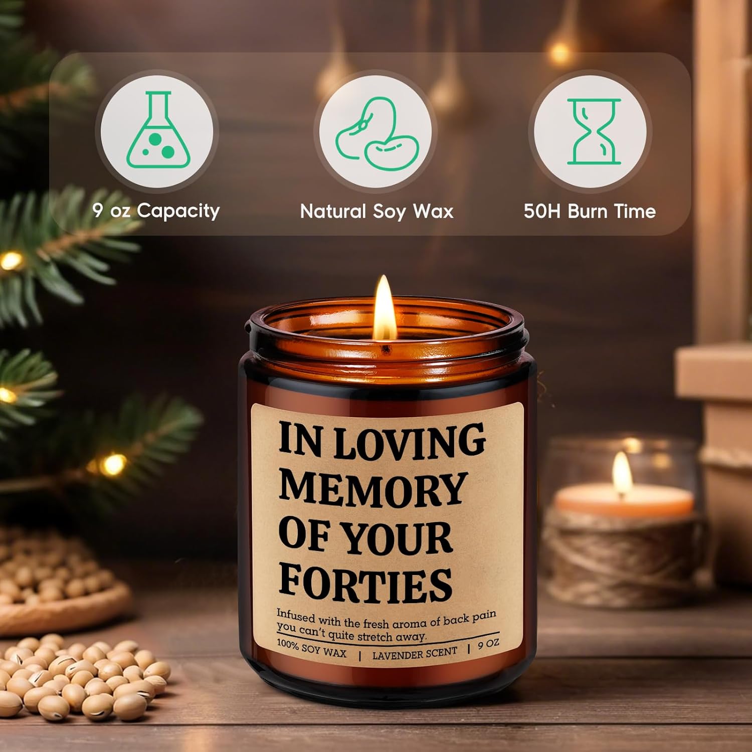 Scented Candle, 50Th Birthday Gifts For Her, Him - 50 Year Old Birthday Gifts For Women, Men - Happy 50Th Bday Decorations - Funny 1976, Fiftieth, Turning 50 Bday Ideas For Woman, Friend, Mom