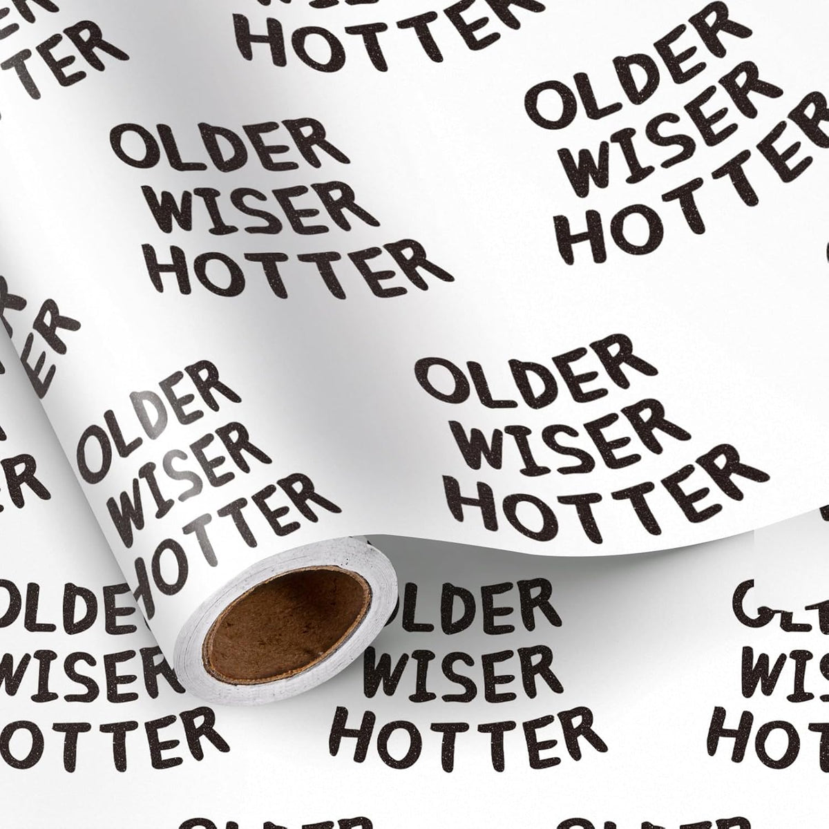 Older Wiser Hotter Birthday Wrapping Paper Roll, Fun And Playful Design, For Adult Birthdays, Milestone Celebrations, Party, Mini Roll 17 In X 16.4 Ft