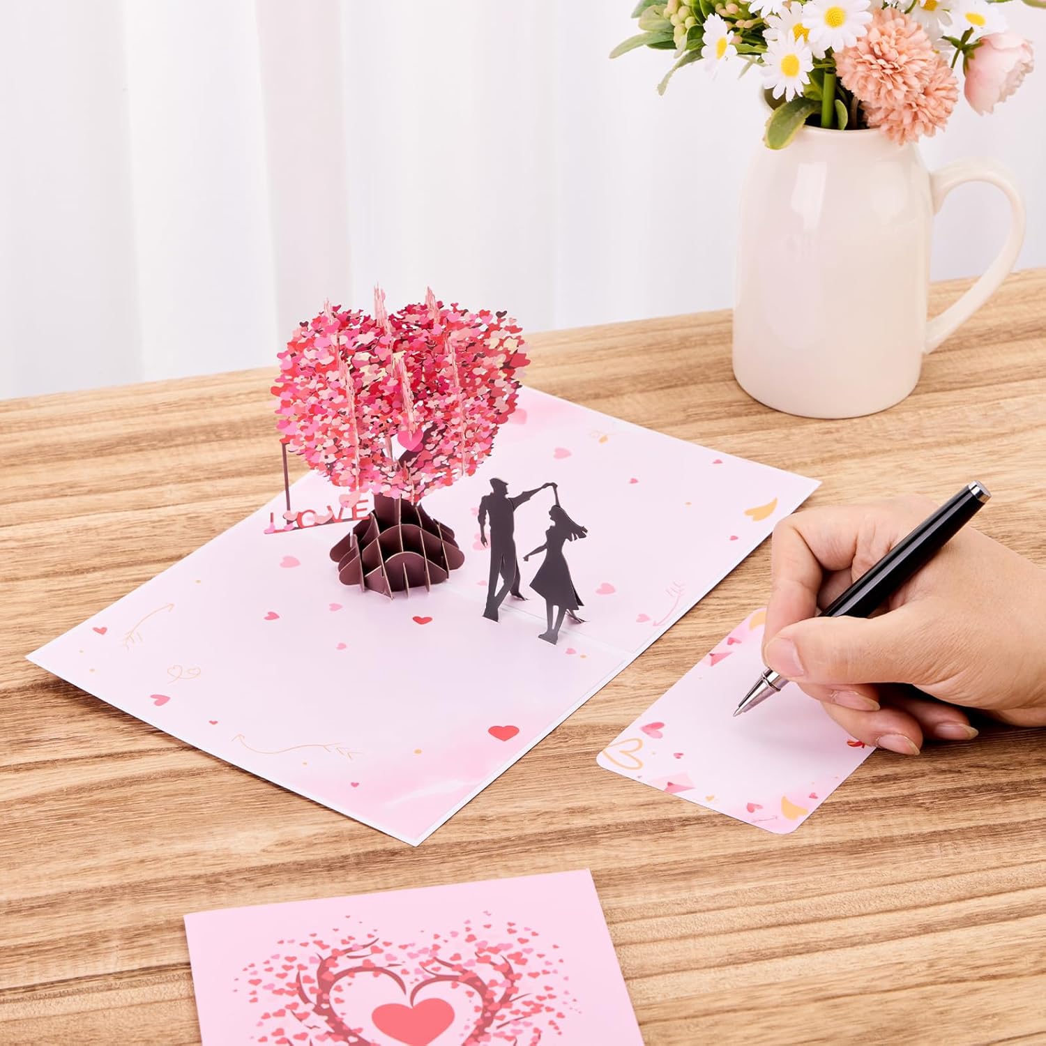 3D Pop Up Anniversary Card With 50 Stickers, Romantic Valentines Day Card,Engagement Gifts For Couples,Husband,Wife