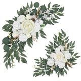 Wedding Arch Flowers Set Of 2, Artificial Flowers For Decoration For Wedding Ceremony Backdrop, Wedding Floral Arrangement For Arch, Wedding Welcome Signs, Reception Decor (White)