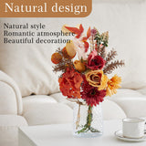 Fake Flowers With Vase, Faux Flowers In Vase, Orange Silk Gerbera Artificial Flowers Bulk Arrangements For Home Decor For Living Room Bathroom Office Table Centerpiece Shelf Decorations
