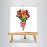 Happy Valentine Day Card, Tulip Flower Cards, Quilling Art For Love Friend Mom Anniversary, Birthday, Thank You, Thinking Of You With Envelop (Colorful Bouquet)
