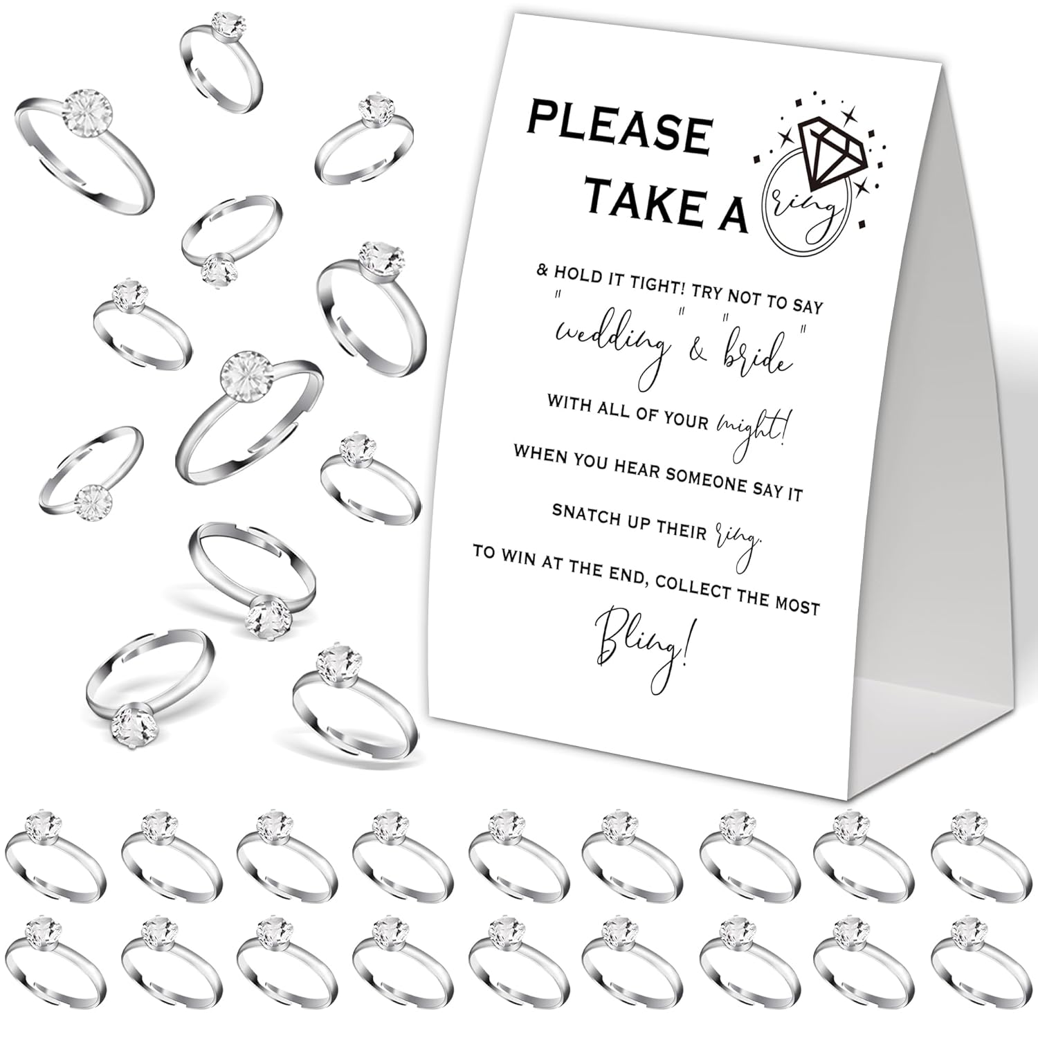 Bridal Shower Games Put A Ring On It,Minimalist Bridal Shower Decorations,Popular Bridal Shower Game,Engagement Party Games,Bridal Shower Favors,Plastic Rings For Bridal Shower Game(18)