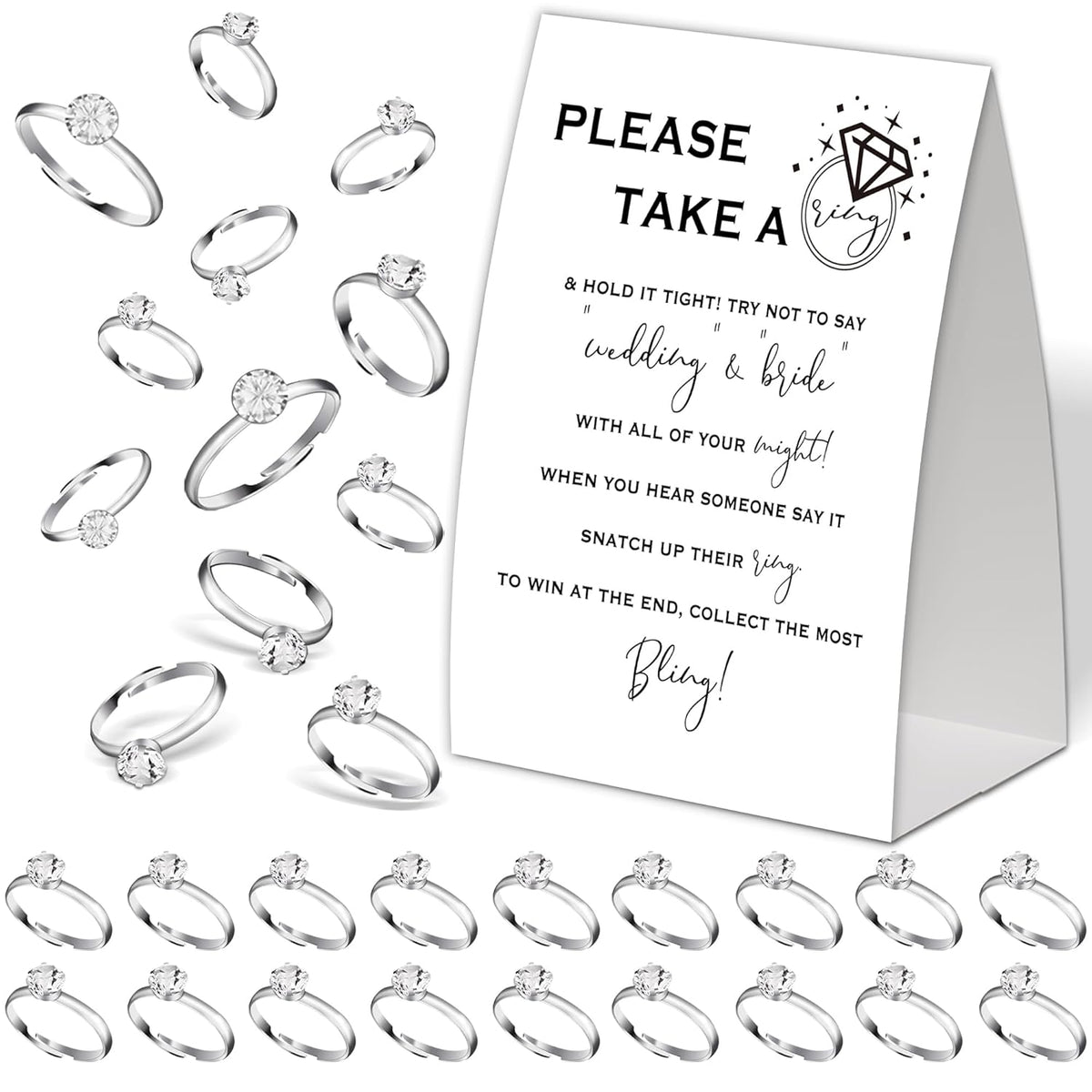 Bridal Shower Games Put A Ring On It,Minimalist Bridal Shower Decorations,Popular Bridal Shower Game,Engagement Party Games,Bridal Shower Favors,Plastic Rings For Bridal Shower Game(18)