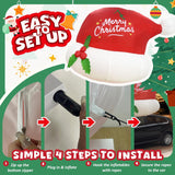 6Ft Inflatable Outdoor Decoration, Santa Hat Christmas Blow Up With Led Lights For Car Roof Xmas