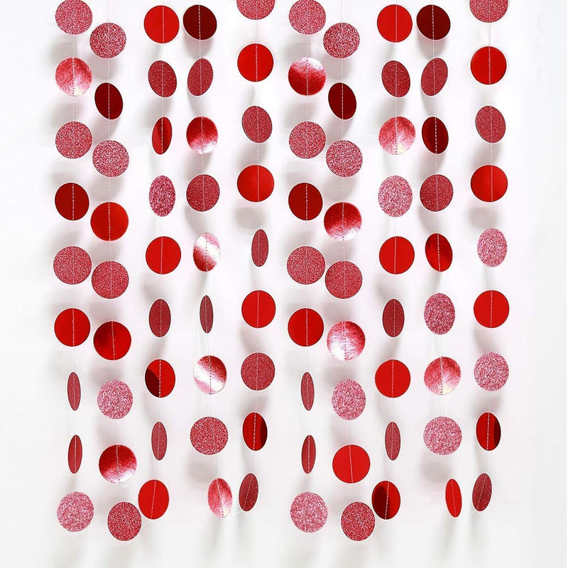 Glitter Red Circle Dots Garland Kit For Party Hanging Decoration/Strea