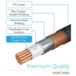 FosPower RCA Y-Adapter (6 Feet), 1 RCA Male to 2 RCA Male Y Splitter Digital Stereo Audio Cable for Subwoofer, Home Theater, Hi-Fi - Dual Shielded | 24K Gold Plated