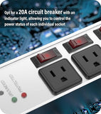 12 Outlet Metal Power Strip 2100J Surge Protector 6FT Cord 15A 1875W