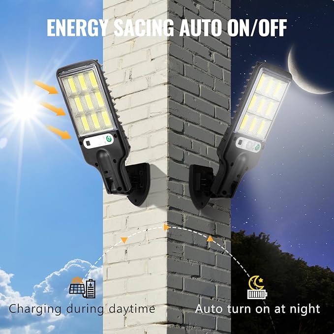 4 Pack 108 LED Solar Street Lights 6500K Motion Sensor Remote IP65 Waterproof Flood Lights
