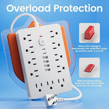 Surge Protector Power Strip 11 Outlets 4 USB 2 USB C 5 Ft Extension Cord