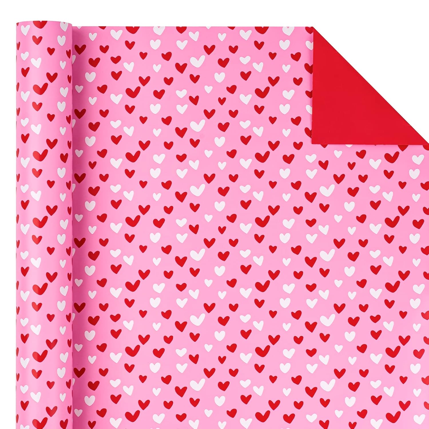 30 Inch Reversible Valentines Day Wrapping Paper - 30 Inch X 33 Feet - Pink And Red Heart Wrapping Paper For Valentine'S Day, Anniversary, Birthday, Wedding, Baby Shower