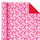 Reversible Valentine'S Day Wrapping Paper - Mini Roll - 17 Inch X 33 Feet - Pink And Red Heart Design For Valentine'S Day, Anniversary, Birthday, Wedding, Baby Shower