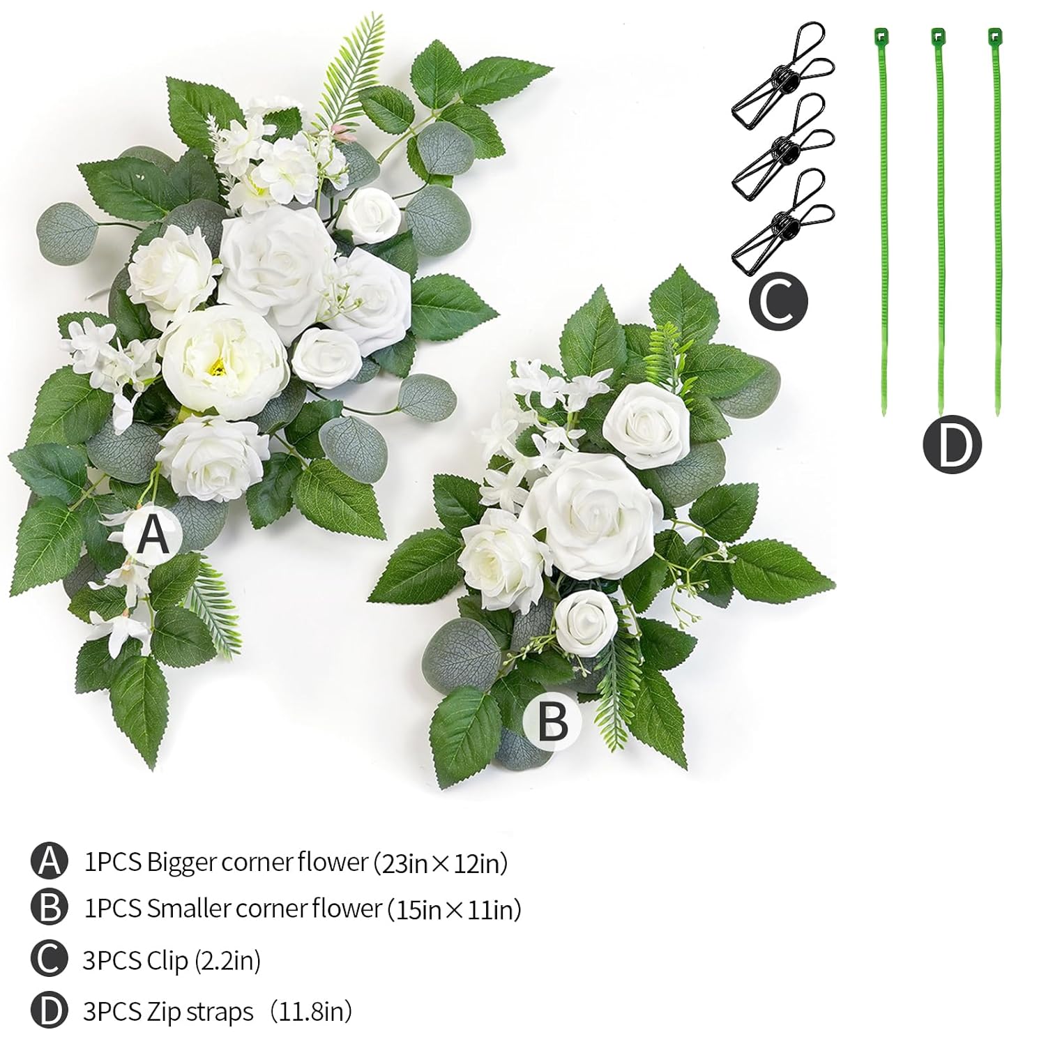 (Pack Of 2 Artificial Flowers Decorations, Wedding Flowers, Wedding, Banquet, Party, Reception Entrance Welcome Sign And Background Decoration(White)