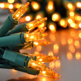 Holiday Pride Yellow Gold Christmas Lights On Green Wire - 100 Count Gold Christmas Tree Lights (24 Ft) - Indoor/Outdoor
