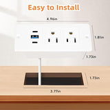 Recessed Furniture Power Strip 2 Outlets 2 USB C 1 USB A 20W 6FT White
