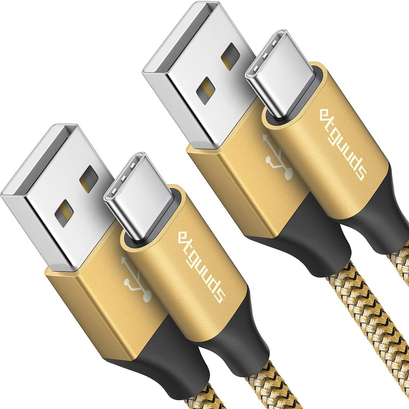 Gold Usb C Cable 3.3Ft Fast Charging, 2-Pack Type C Cable Braided Usb To Usb C
