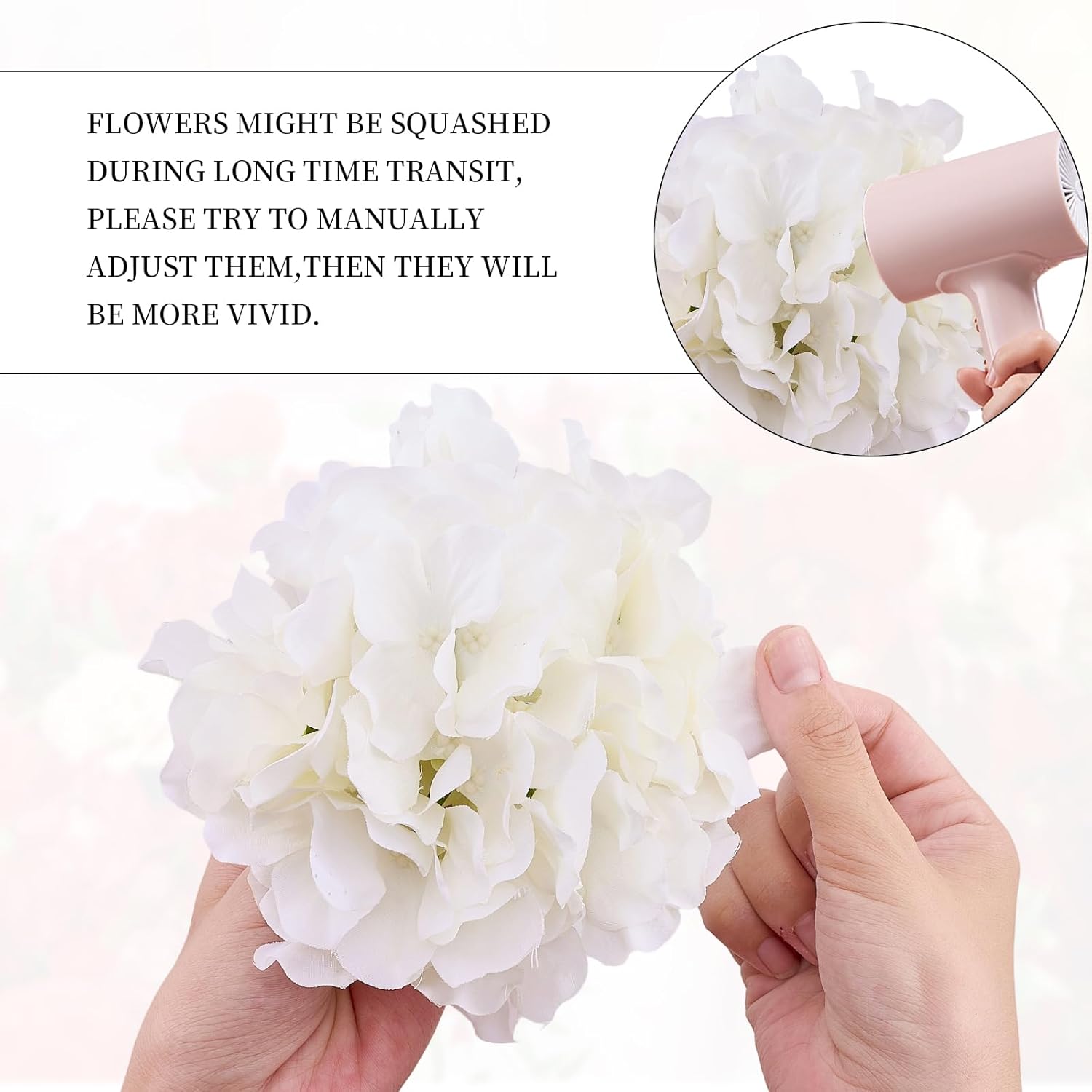 100 Pcs Ivory Hydrangea Artificial Flowers, Faux Hydrangea Flowers Silk Full Flowers Heads With Stems For Wedding Centerpieces, Home, Garden, Baby Shower, Party Decoration