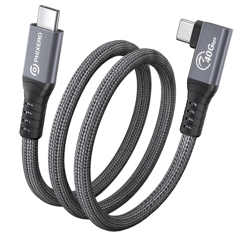 Cable Compatible With Thunderbolt 4 Cable 1Ft, Right Angle Usb4 Cable, With 40