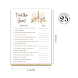 Unicorn Baby Shower — Find The Guest Girl Baby Shower Game — Pack Of 25 — Icebreaker Couples Shower Party Games, Pink Gold Magical Theme, Guess Who Came To The Party Game Birthday Activity G640-Ftg