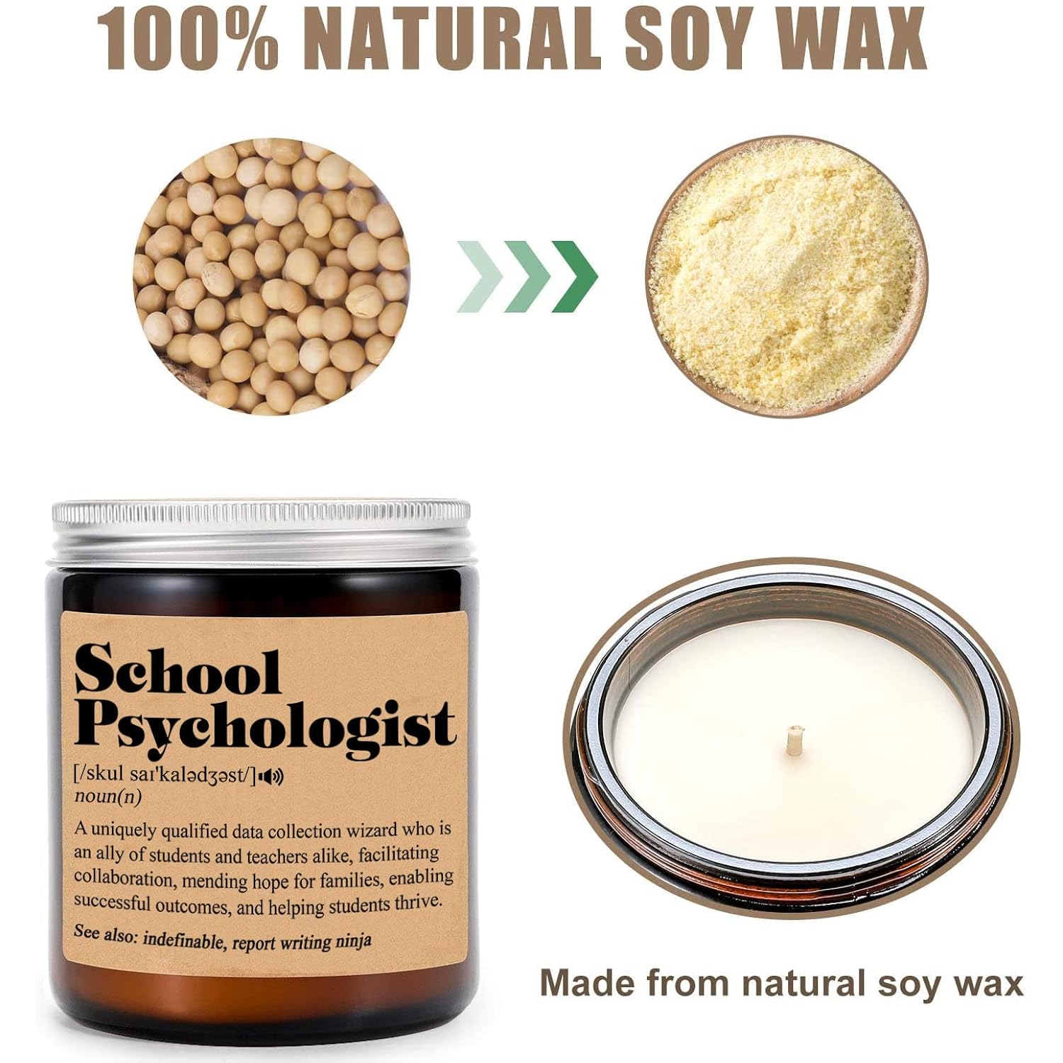 Psychologist Definition Candle - Funny Gift For School Psychologist Appreciation - Thank You Office