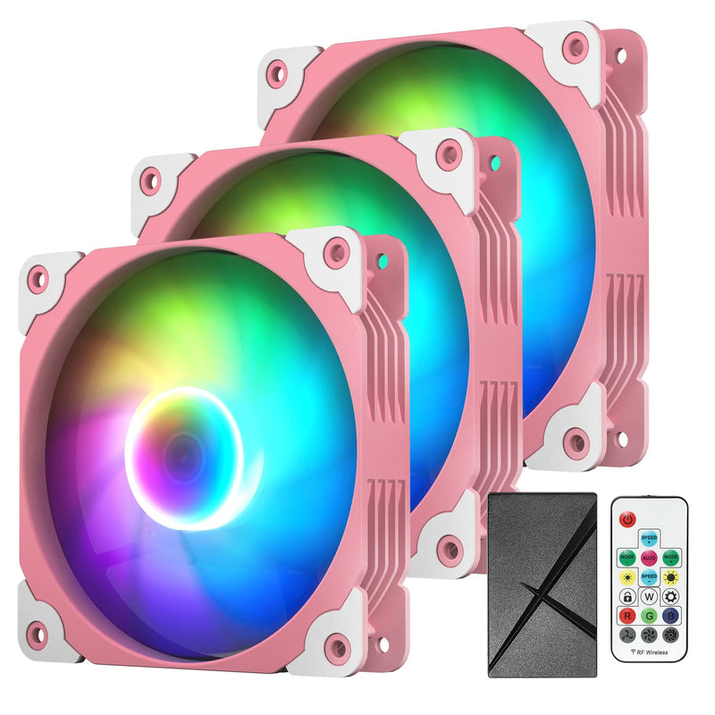 Vetroo 3 Pack 120mm ARGB & PWM Case Fans with Controller High Airflow Addressa