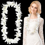 White Orchid Lei Hawaiian Luau Lei Graduation Lei Artificial Orchid Flower Garland Necklace Luau Apparel Accessories For Wedding Graduation Hawaiian Party, 3.28Ft