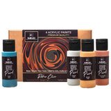Acrylic Paints Set, 4 Colours (60Ml, 2Oz) Retro Chic Brown Navy Grey Yellow, Non-Toxic Water-Based Matte, Art And Craft Supplies Diy, Painting Stencils Wall Wood Canvas Paper Fabric Stone