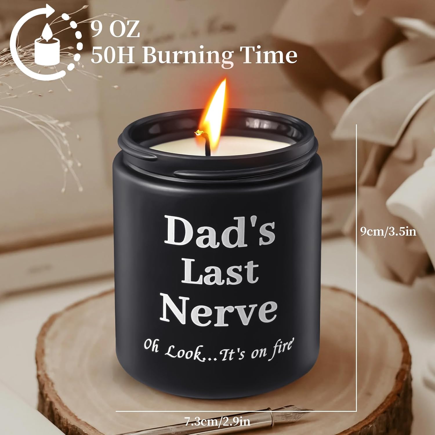 Dad Gifts From Daughter Son,Funny Fathers Day Birthday Thanksgiving Christmas Gifts For Men, Best Dad Ever Gift, 9Oz Sandalwood Scented Candle Gift For Men