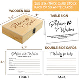50 Pcs Baby Shower Advice Cards With Wooden Box, Premium Thick 4.8" X 3.2" Advice And Wishes Cards Baby Shower Keepsakes, Advice For New Parents, Baby Shower Game, Activities For Guests